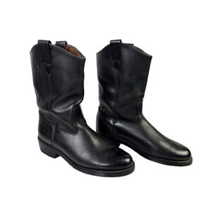 Heavyweights Mens Size 9 Black Leather Steel Toe Safety Western Pull On Boots